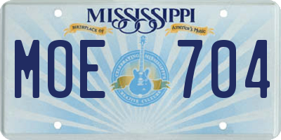 MS license plate MOE704