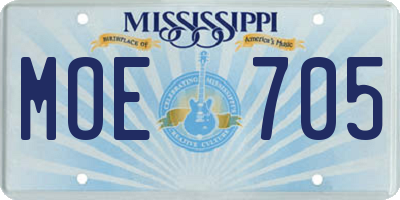 MS license plate MOE705