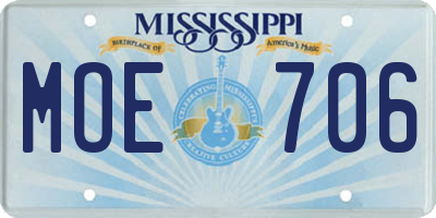 MS license plate MOE706