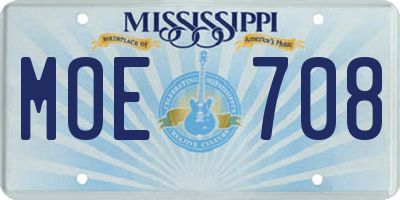 MS license plate MOE708