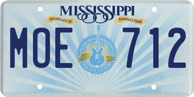 MS license plate MOE712