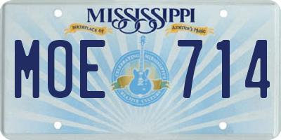 MS license plate MOE714