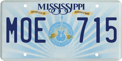 MS license plate MOE715