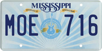 MS license plate MOE716
