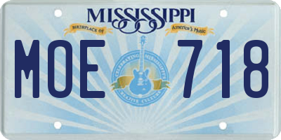 MS license plate MOE718