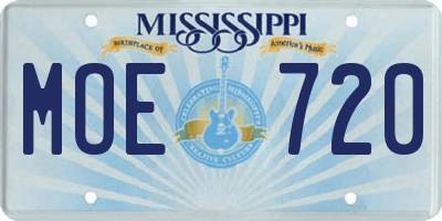 MS license plate MOE720