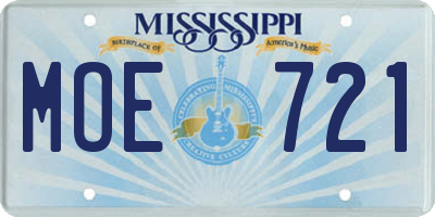 MS license plate MOE721