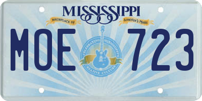 MS license plate MOE723