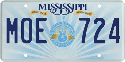 MS license plate MOE724