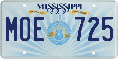 MS license plate MOE725