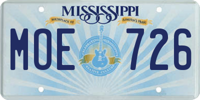 MS license plate MOE726