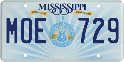 MS license plate MOE729