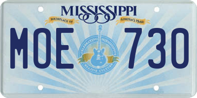 MS license plate MOE730