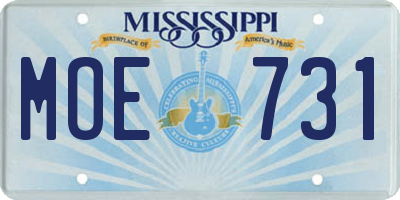 MS license plate MOE731
