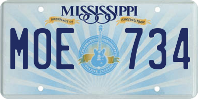 MS license plate MOE734
