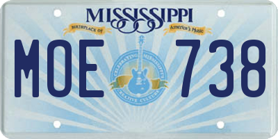 MS license plate MOE738