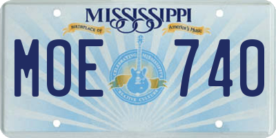 MS license plate MOE740
