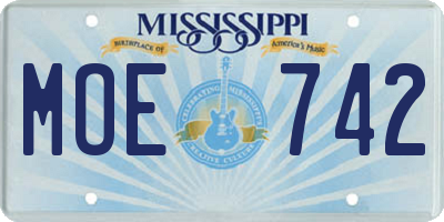 MS license plate MOE742