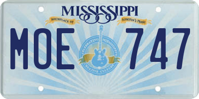 MS license plate MOE747