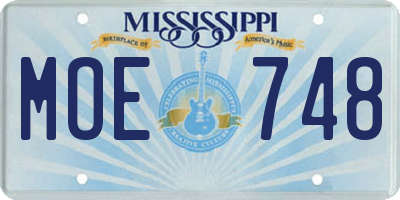 MS license plate MOE748
