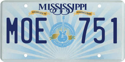 MS license plate MOE751
