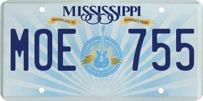 MS license plate MOE755