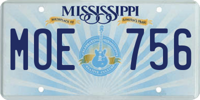 MS license plate MOE756