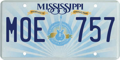 MS license plate MOE757