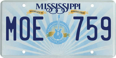 MS license plate MOE759