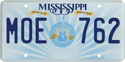 MS license plate MOE762