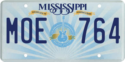 MS license plate MOE764