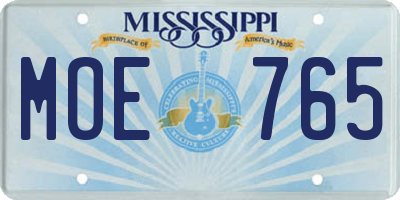 MS license plate MOE765