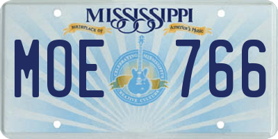MS license plate MOE766