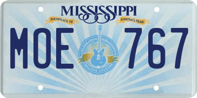 MS license plate MOE767