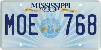 MS license plate MOE768