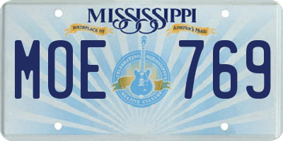 MS license plate MOE769
