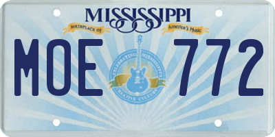 MS license plate MOE772