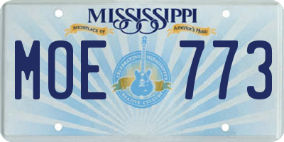 MS license plate MOE773