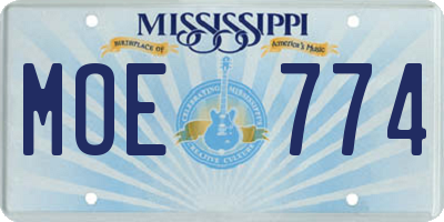 MS license plate MOE774