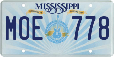 MS license plate MOE778