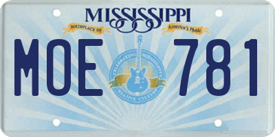 MS license plate MOE781