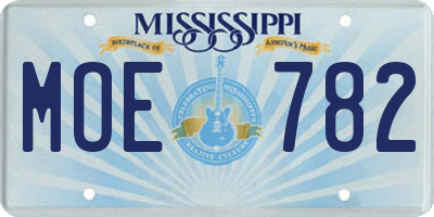 MS license plate MOE782