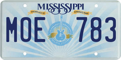 MS license plate MOE783