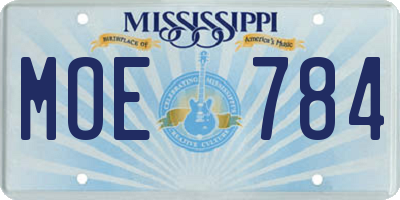 MS license plate MOE784