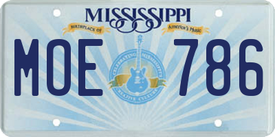 MS license plate MOE786
