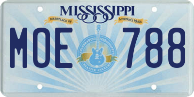 MS license plate MOE788