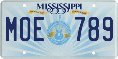 MS license plate MOE789
