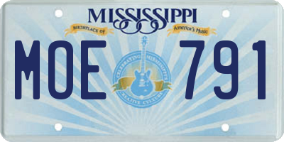 MS license plate MOE791