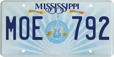 MS license plate MOE792