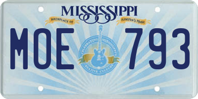 MS license plate MOE793